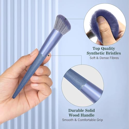 20-Piece Makeup Brush Set Premium Synthetic Fibre Loose Powder Brush, Pressed Powder, Concealer, Eyeshadow Brush(blue)