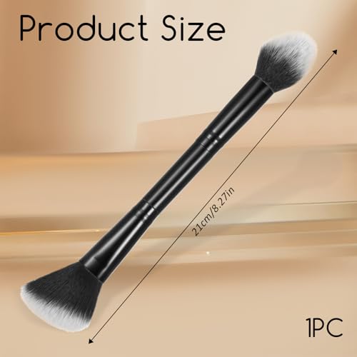 Piriuuo Foundation Brush, Double Ended Kabuki Foundation Brush Flat/Angled Round Top Contour Brush Premium Bronzer Brush f...