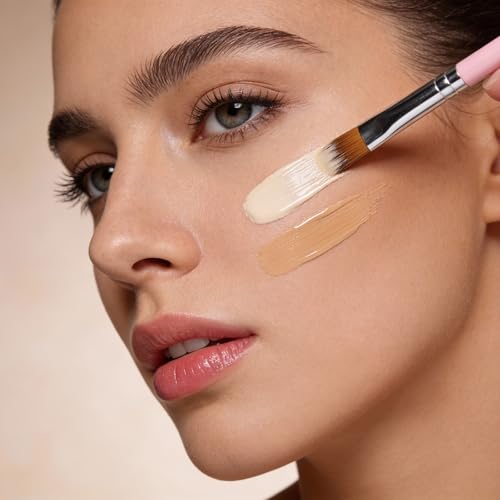 12 Pcs Flat Small Concealer Brush Under Eye Flat Makeup Brushes for Concealing Small Imperfection Blending Setting Buffing...