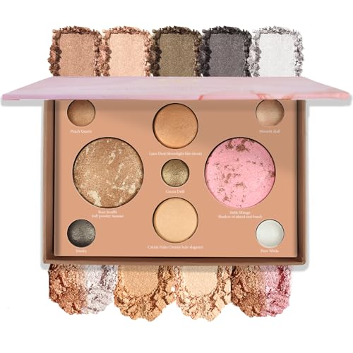 FREEORR Best Baked Makeup Palette with Bronzer, Highlighter, Blush and Eyeshadow, Smooth Velvet Highly Pigmented, Long Las...