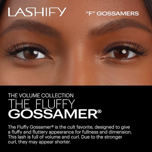 Lashify Fluffy 12mm Gossamer Eyelash Extensions Refill, Black, Easy DIY False Lashes To Add Fullness and Dimension