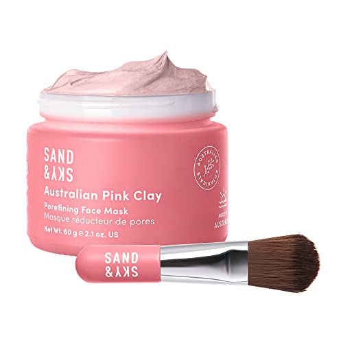 Sand & Sky Clay Mask for Face Pore Minimizer - Australian Pink Clay Detoxifying Face Mask for Pores, Kaolin Clay Mask, Bri...