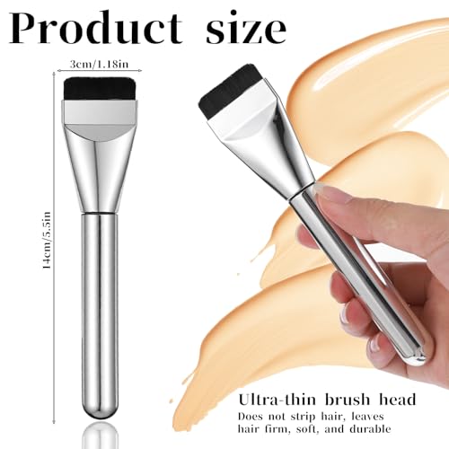 1 Pack Flat Foundation Brush for Liquid Makeup, Thin Mask Brush for Facials, 14CM Angled Design, Buildable Coverage, for L...