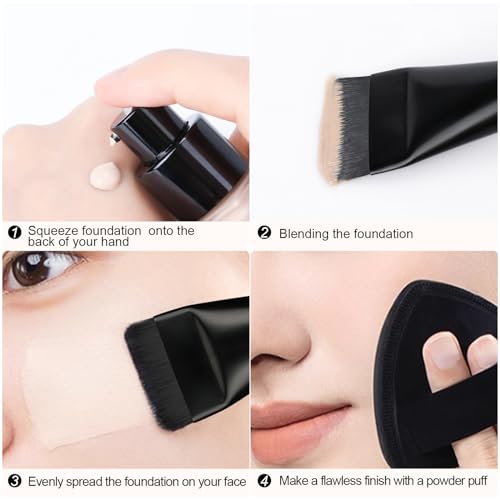 BEAUTYFACTOR Flat Foundation Brush,Korean Makeup Brush Spatula Facial Brush for Liquid Foundation,Premium Face Makeup Brus...