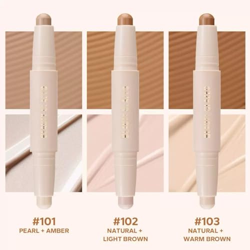 Double Head Contour Stick, Highlight & Contour Bronzer Stick, Durable And Waterproof Contouring Stick Set, Facial Makeup ...