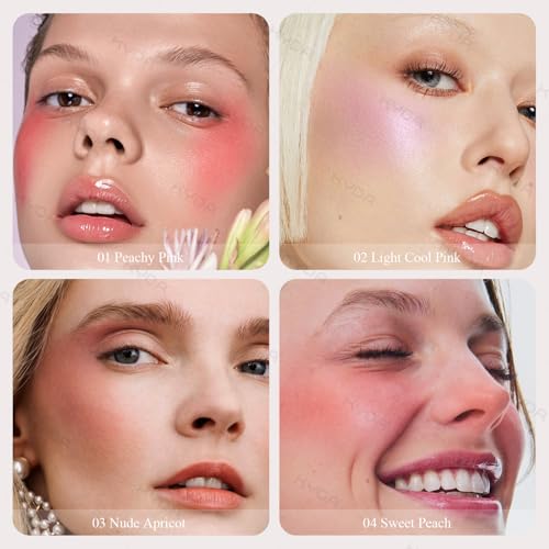 KYDA Baked Blush Palette, Shimmer Marbleized Blusher with Gold Pearl, Buildable Glow Cheek Color, Shimmer Stain Blusher, L...