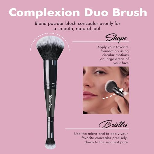 Bueart Design Dual Ended Cream Powder Brush and Complexion Duo Foundation Concealer Brush For Foundation, Setting Powder, ...