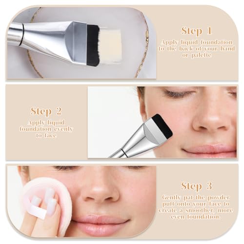 1 Pack Flat Foundation Brush for Liquid Makeup, Thin Mask Brush for Facials, 14CM Angled Design, Buildable Coverage, for L...