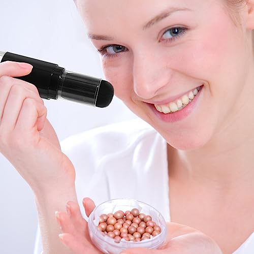 Beaupretty Retractable Blush Brush with Refillable Loose Powder Bottle Jars for Color Highlight Contour Blush Powder Cosme...