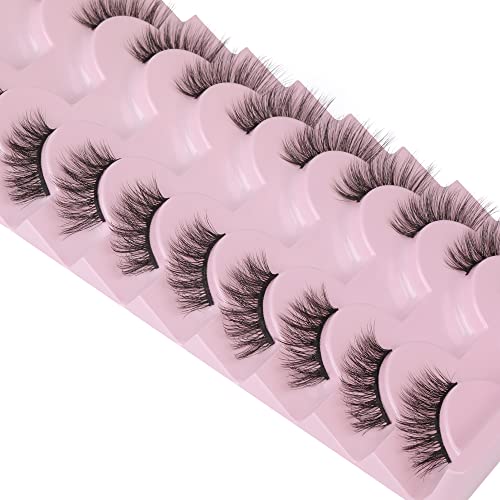 FANXITON Half Lashes Natural Look Wispy 10 Pairs Cat Eye Lashes 3D False Eyelashes Full Soft 15 MM Short Faux Mink Lashes ...