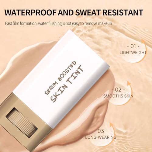 Foundation Stick Beauty Balm Serum Boosted Skin Tint, Solid Tinted Moisturizing Serum Foundation Face Stick, Multifunction...