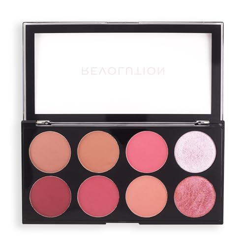 Revolution, Ultra Blush Palette, 8 Pigmented Shimmer & Matte Makeup Shades, Blendable Powder Blush Formula, Vegan & Cruelt...