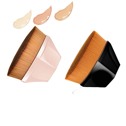 QUEMISS Foundation Brush Kabuki Makeup Brushes 2 Pack Flat Top High-Density Multifunctional Foundation Makeup Brush