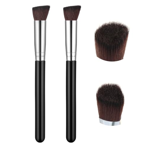2 Pcs Concealer Brush Angled Eyebrow Brush Beauty Brushes Under Eye Triangle Small Nose Contour Foundation Makeup Angled U...