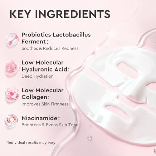 Elvira Bio-Collagen Real Deep Mask, Overnight Hydrating Face Mask with Hyaluronic Acid, Korean Skincare Face Mask for Mois...