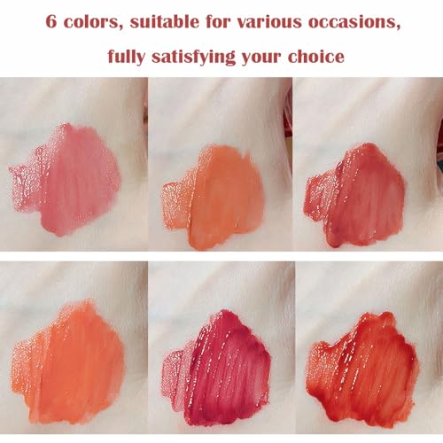 Yasovigi 6pcs Jelly Lip Gloss Bear Lip Stain Moisturizing Watery Lipstick Waterproof Long Lasting Cheek Cosmetics Beauty L...