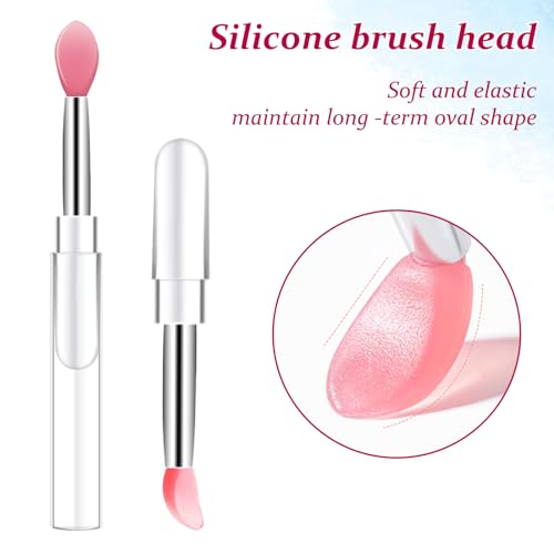 10Pcs Lip Brush Silicone Lip Brushes Tool Lipstick Applicator Brushes with Caps for Makeup Beauty Brushes, Lip Mask Applic...