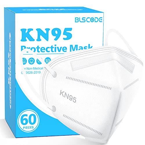 BLScode KN95 Face Mask 60 Pack,Individually Wrapped 5-Layer face Masks,Filter Efficiency≥95%