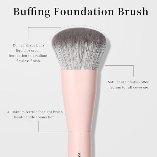 REAL PERFECTION Buffing Foundation Brush, Professional Face Makeup Brush for Streak-Free Application, Suitable for All Ski...