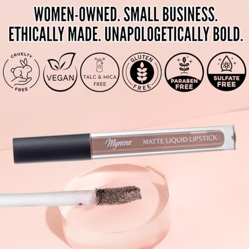 Mynena Soft Beige Nude Matte Liquid Lipstick | Long-Lasting Comfort | Smudge-Proof Transfer-Resistant | Full Coverage Non-...