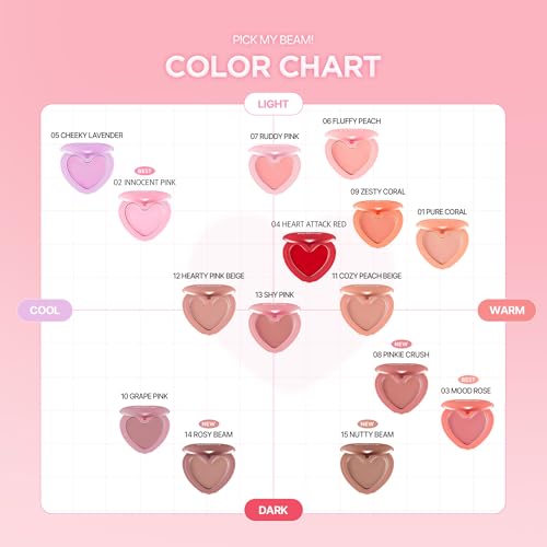 lilybyred Luv Beam Cheek Balm | Heart-Shaped Korean Cream Blush, Semi-Matte Finish, Long-Lasting, Blendable & Buildable, S...