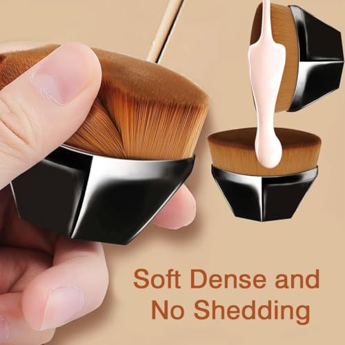 Flat Top Foundation Brush, Hexagon Kabuki Brush Face Blush Liquid Premium Makeup Powder Foundation Brush for Liquid,Cream ...