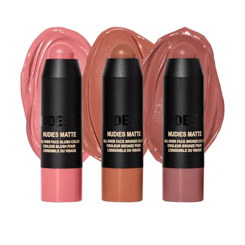 Nudestix Sunkissed Blush & Bronze 3-Piece Mini Kit – Matte Cream Makeup Sticks for Cheeks, Eyes & Lips | Includes Sunkisse...