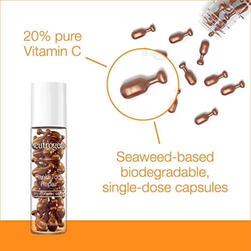 Neutrogena Rapid Tone Repair 20% Vitamin C Brightening Serum Capsules, Antioxidant Face Serum to Brighten Look of Dark Spo...