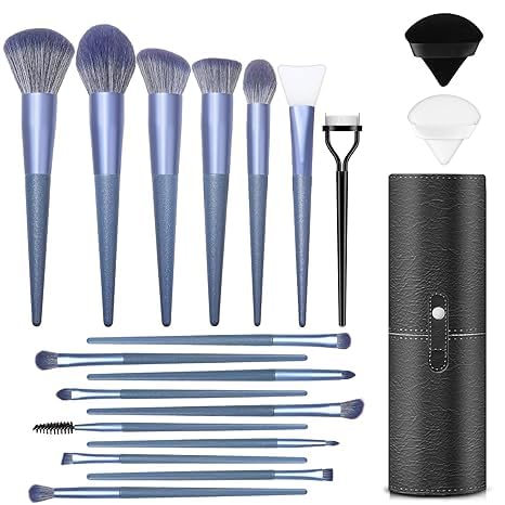 20-Piece Makeup Brush Set Premium Synthetic Fibre Loose Powder Brush, Pressed Powder, Concealer, Eyeshadow Brush(blue)