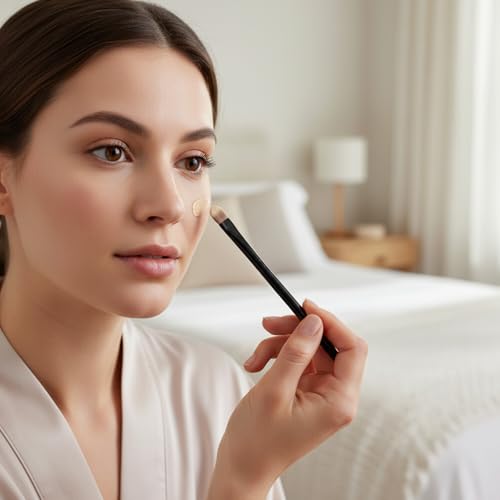 3PCS Flat Concealer Brush Small Black Premium Synthetic Makeup Brushes Under Eye, Travel Foundation Make up Brush Set Prec...