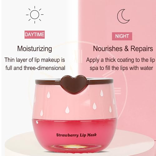 2 PCS Bee Lip Balm Lip Mask Honey Pot, Honey & Strawberry Lip Mask Propolis Moisturizing Lip Balm with Stick - Hydrating P...