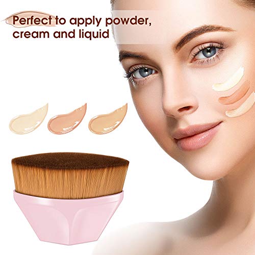 QUEMISS Foundation Brush Kabuki Makeup Brushes 2 Pack Flat Top High-Density Multifunctional Foundation Makeup Brush