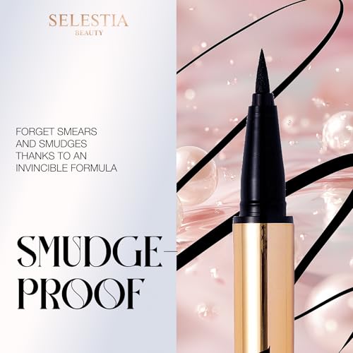 SELESTIA BEAUTY Black Liquid Eyeliner Pencil Queen Cobra – Long-Lasting – Quick-Drying, No Flaking – Thin Applicator & Int...