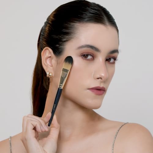 BEILI 2pcs Flat Square Synthetic Foundation Brush for Liquid Cream Facial Mask Concealer Makeup Premium Soft Synthetic Con...