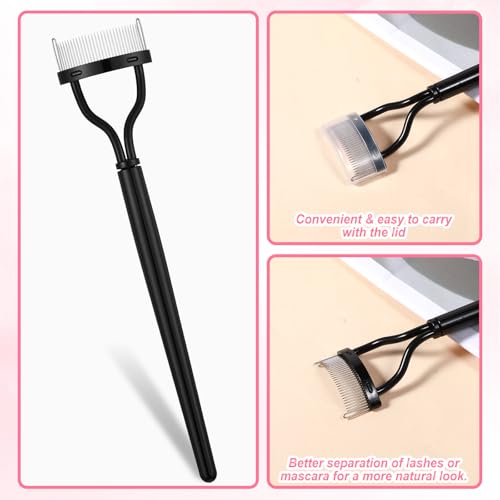 3 Pcs Eyelash Separator Tools, Washable Stainless Steel Eyelash Combs to Separate Lashes Practical Reusable Lash Comb Masc...