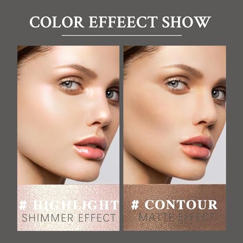 HOSAILY 2 Pcs Cream Contour Highlighter Stick for Face Cheeks, Face Brightens Trimming Cream Bronzer Stick, Waterproof Lon...