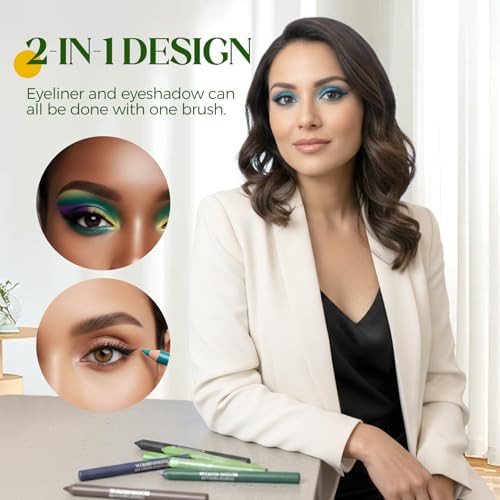 14 Pack Eyeliner Pencil Waterproof Colored Gel Liners with Pencil Sharpener, Metal Gel Eyeliners Set, 14 Color Shimmer Eye...