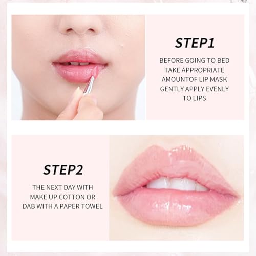 2 Pack Moisturizing Lip Masks, Strawberry Vitamin E Lip Balm Lip Care Gifts for Women Girls, Conditioning Lip Mask and Lip...