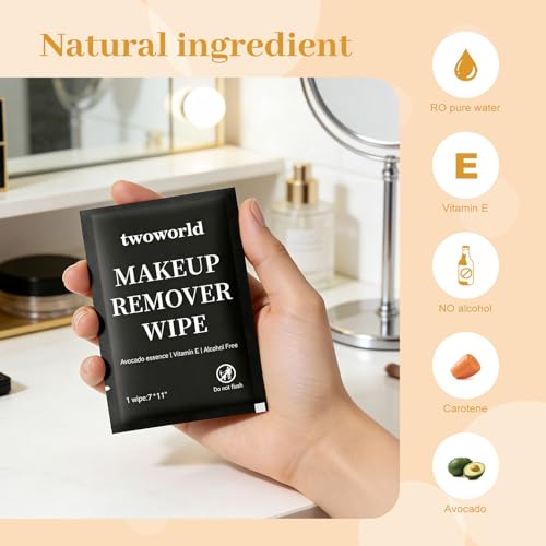 Makeup Remover Wipes Bulk Individually Wrapped,Travel Makeup Wipes Gentle for Face Cleansing Mascara Lipstick Travel Hote...