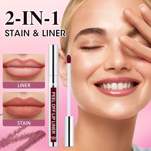 Dmsky 6 Colors Lip Stain Peel Off, Long Lasting Lip Liner Stain with Tweezer, Peel Off Lip Stain with Matte Finish, Tattoo...