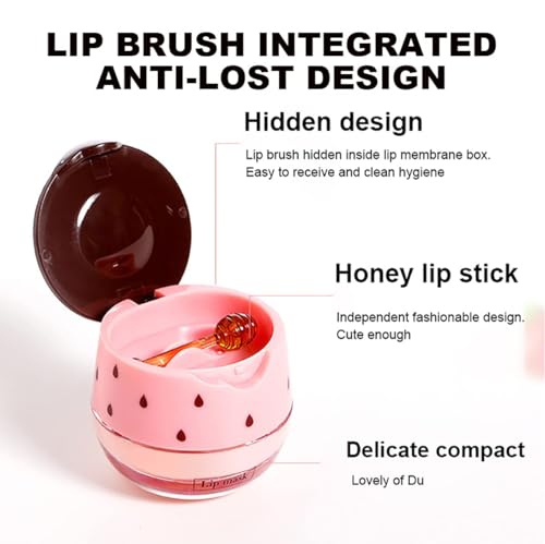 4 Pcs Honey Lip Balm, Strawberry Apple Watermelon Lip Mask, Moisturizing Lip Sleeping Mask, Hydrate Repair Prevent Dry Cra...