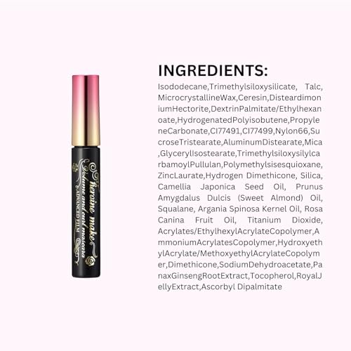 HEROINE MAKE by KISSME Tubing Mascara Waterproof & Long-lasting, Waterproof Mascara Black for Volumizing & Curl with Curvy...