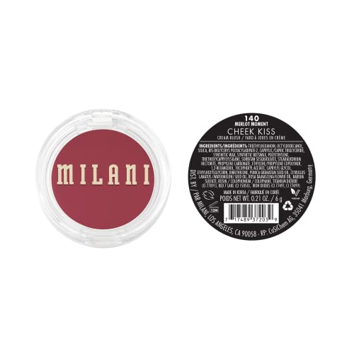 Milani Blush Makeup – Cheek Kiss Cream Blush for Cheeks, Buildable Cream-to-Gel Blusher & Lip Tint, Dewy Natural Color, Hy...