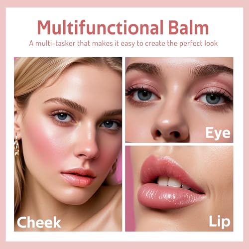 bayfree Multi Cream Blush & Blush Brush Set, Korean Makeup Blush for Cheeks, Multi-Use Face Balm, Lightweight & Hydrating,...