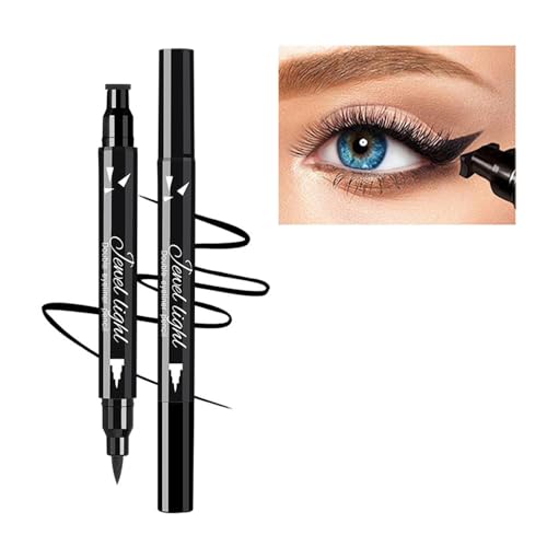 Linble Dual Ended Black Liquid Eyeliner - 2 in 1 Winged Cat Eye Stamp & Felt-tip Eyeliner Pen, Waterproof, Long Lasting an...