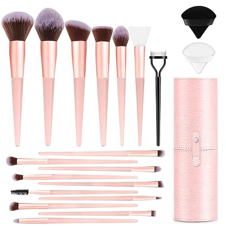 20-Piece Makeup Brush Set Premium Synthetic Fiber Foundation Brush, Concealer Brush, Eyeshadow Brush, Blush Brush Includes...