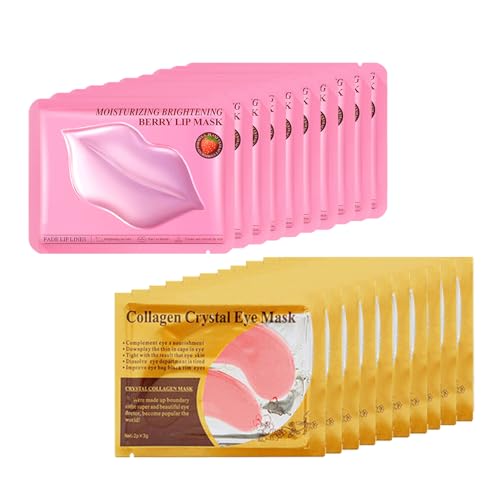 20 Pairs Lip Mask & Eye Mask,Crystal Gel Eye Pads Nourishes the Lip Patches for Skin Care Spa Daily Moisturizing Eye Patch...