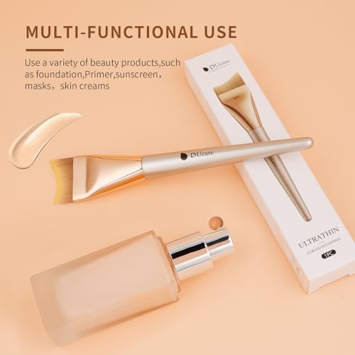 DUcare Flat Foundation Brush for Liquid Makeup, Soft and Fish Tail Shape Bristles for Seamless Application, Ideal for Liqu...