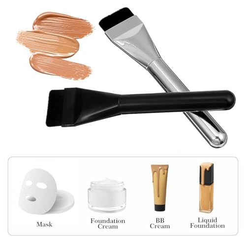 2 PCS Flat Foundation Brush Korean Makeup Brush Spatula Flat Top Facial Brushes for Liquid Foundations Mask Premium Face B...