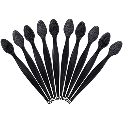 10 Pcs Lip Exfoliator Scrub Brush, Ooloveminso Silicone Lip Scrubber Exfoliating Brush, Soft Double-Side Lip Exfoliator To...